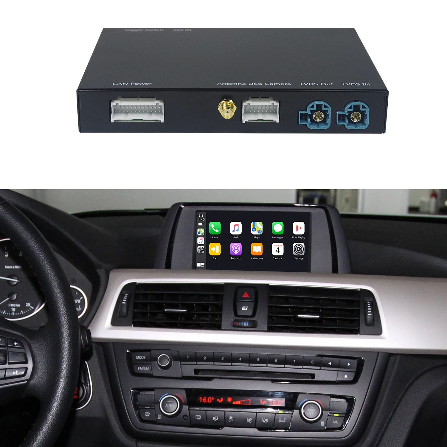 Koflon Kotak Antarmuka Carplay Wiroles Tampilan Radio Asli untuk BMW F10 F25 F01 F07 E70 E82 E84 E60 Mini CIC