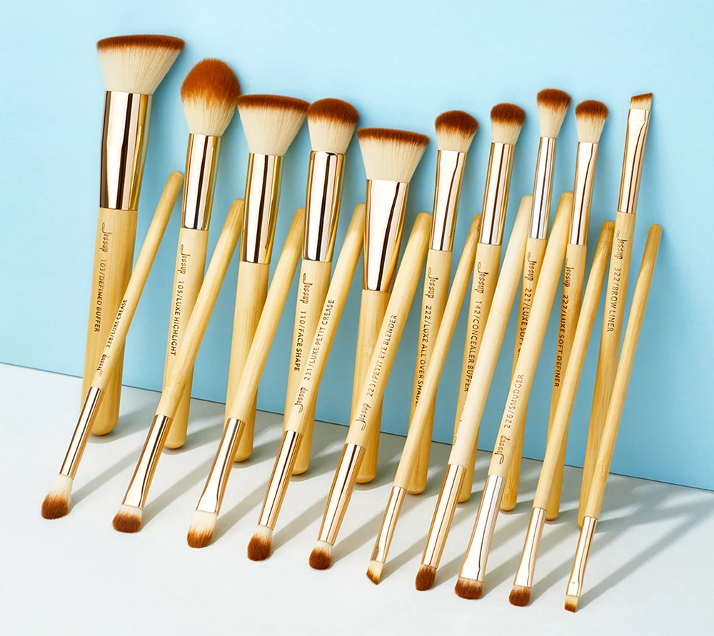 Jessup Professional Makeup Brushes Set Foundation Powder Eyeshadow Liner Blending Brush Make Up Tools Kit Bamboo Synthetic Hair