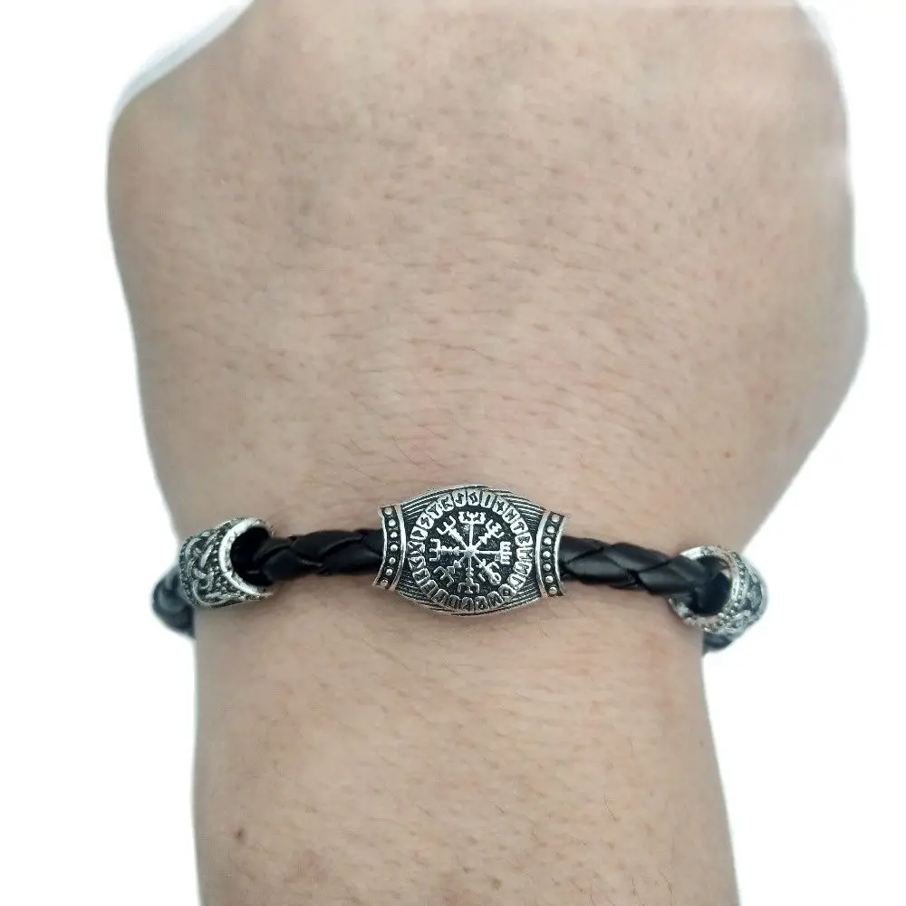 Male slavic Kolovrat Viking bracelet men Norse Vegvisir Odins Symbol Bangle Pagan Norse Jewelry Viking Runes Compass Bracelet