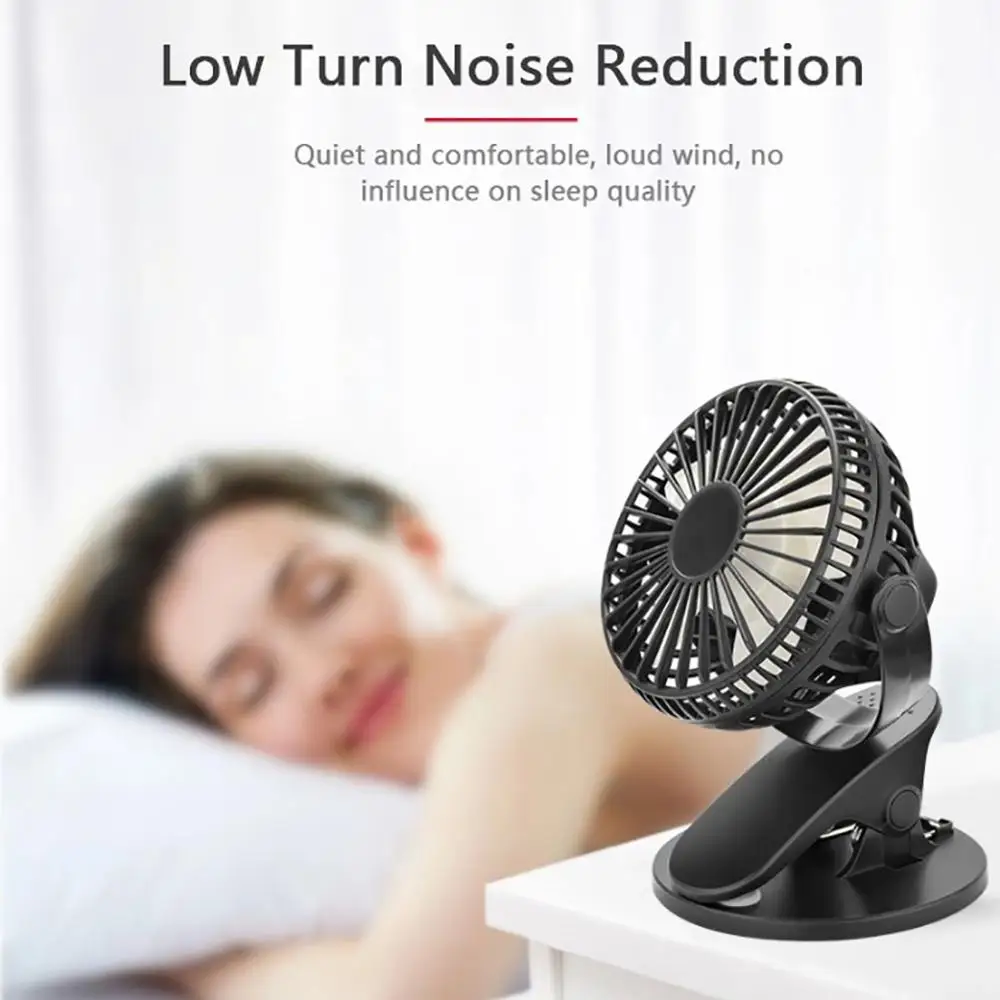 USB Fan Clip Cooling Rechargeable Clip Desktop Table Fan Portable  Mini  Clamp Fan 360 Degree Rotating Ventilator Air Cooler Fan