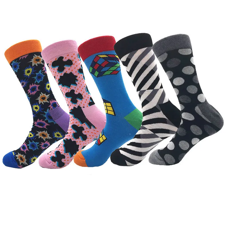 New diagonal stripes, gradient dots, male and female middle tube cotton socks, men's long socks factory wholesale