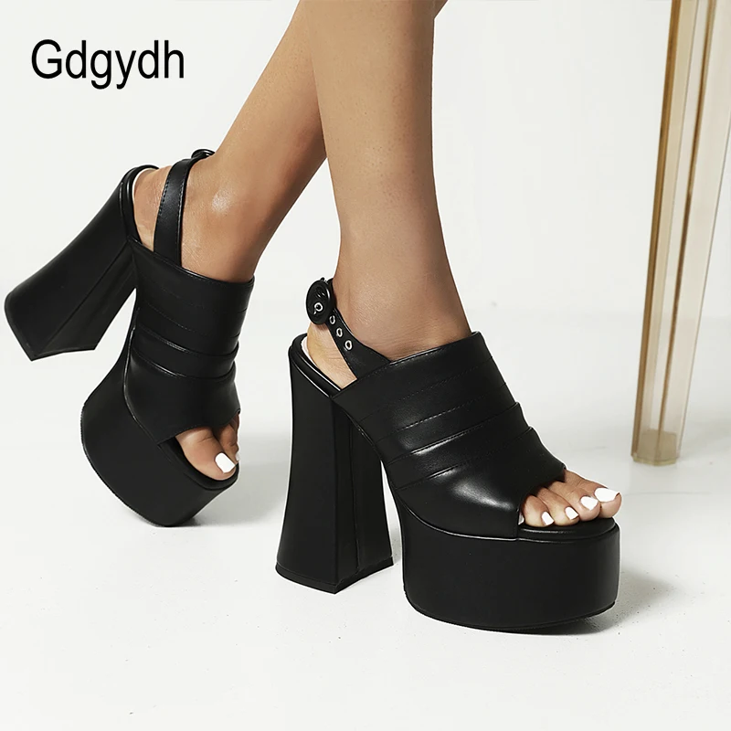 Gdgydh Large Size 46 Women Platform Shoes High Heel Open Toe Street Style Design Quality Shoes Woman Slingbacks Model Party