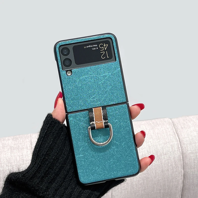 Z Flip 3 Casing Case For Samsung Galaxy Z Flip 3 Blue Portable Hand Carrying Pattern Dermatoglyph Hard Mobile Phone Case Cover