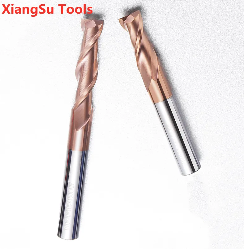Fresa de topo cnc com 2 sulcos hrc55, ferramenta de liga de tungstênio e aço, fresadora de aço