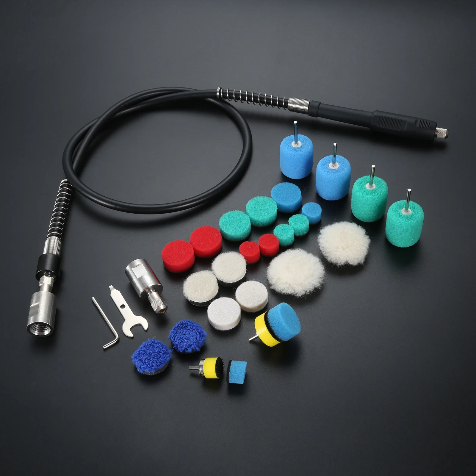 31 pcs/set Mini Detail Polisher Shaft Car Foam Drill Polishing Pad Kit with 5/8Inch&M14 Thread for Rotary Tool/Polishing Machine