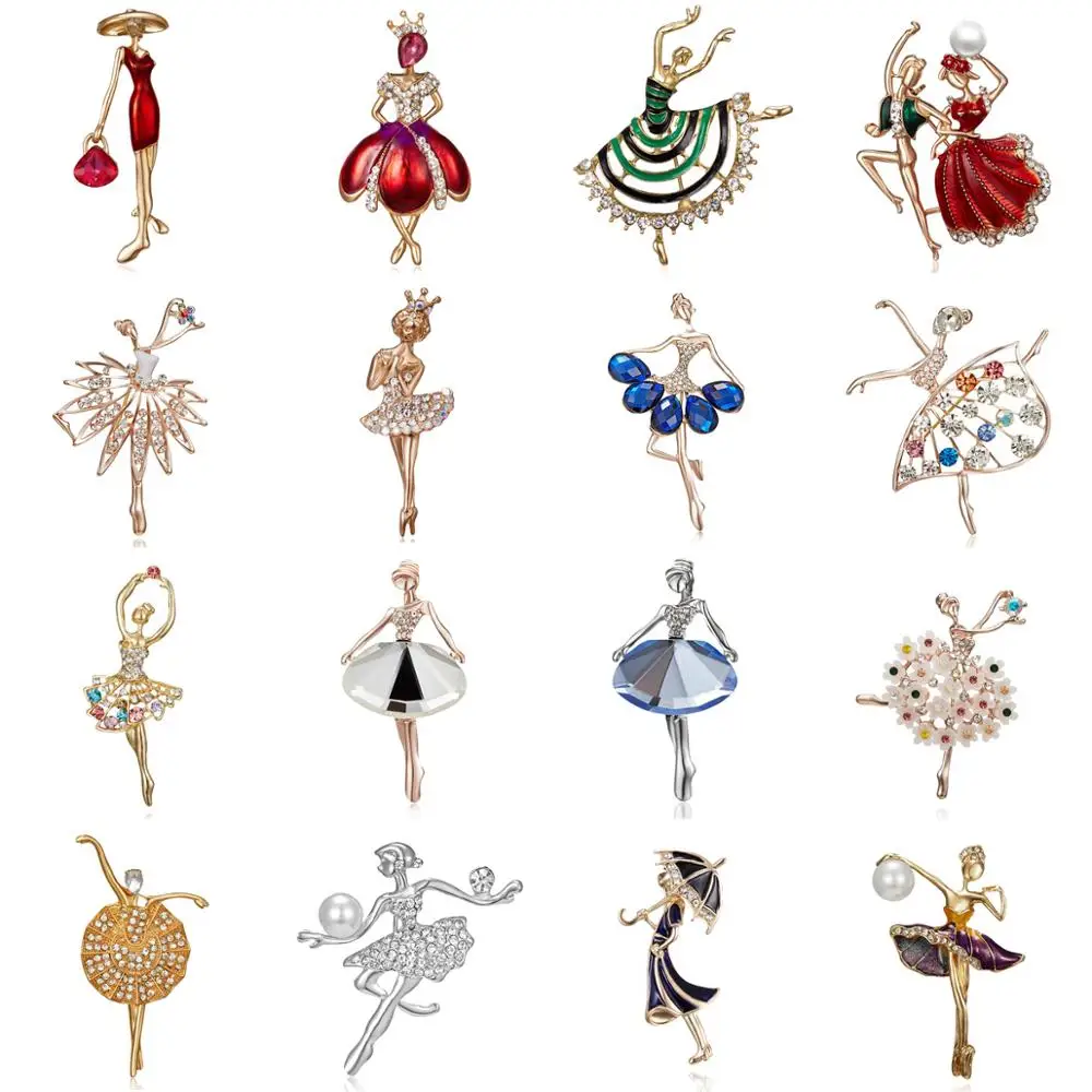 Elegant Ballet Dancer Crystal Brooches Pin Gymnastics Girl Ballet Dancer Cute Brooch Bijouterie Corsage Wedding Festival Jewelry