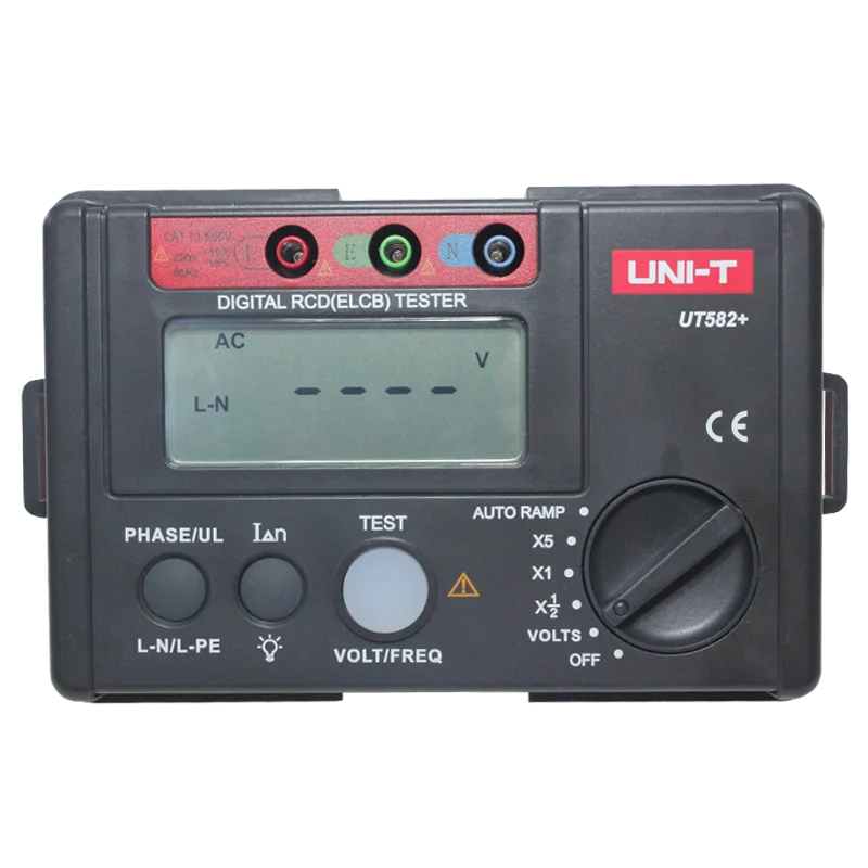 UNI-T UT582+ Digital RCD (ELCB) Tester; Leakage Switch Tester / AUTO RAMP Test / Voltage and Frequency Test