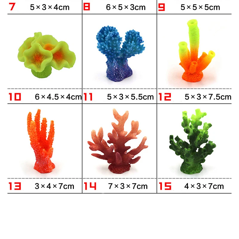 Aquarium Simulation Vivid resin Coral Ornaments Artificial Coral Fish Tank Ornaments Colored Coral Fish Tank Ornaments