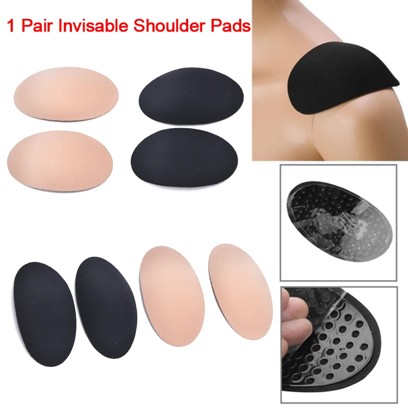 1 Pair Reusable Self-Adhesive Non-slip Shoulder Enhancer Clothes  Soft Foam Padded Shoulder Push-up Cushions Sewing Accessories