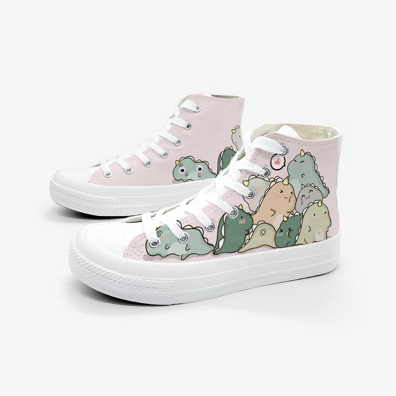 Amy and Michael Fashion Original Design Cartoon Anime Sneakers for Students Girls Hand Painted High Top Casual Canvas Shoes