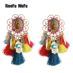 NeeFu WoFu Drop Hairball Long Earrings Resin Big Earring exaggeration Tassel Earring Large Brinco Ear Oorbellen wholesale