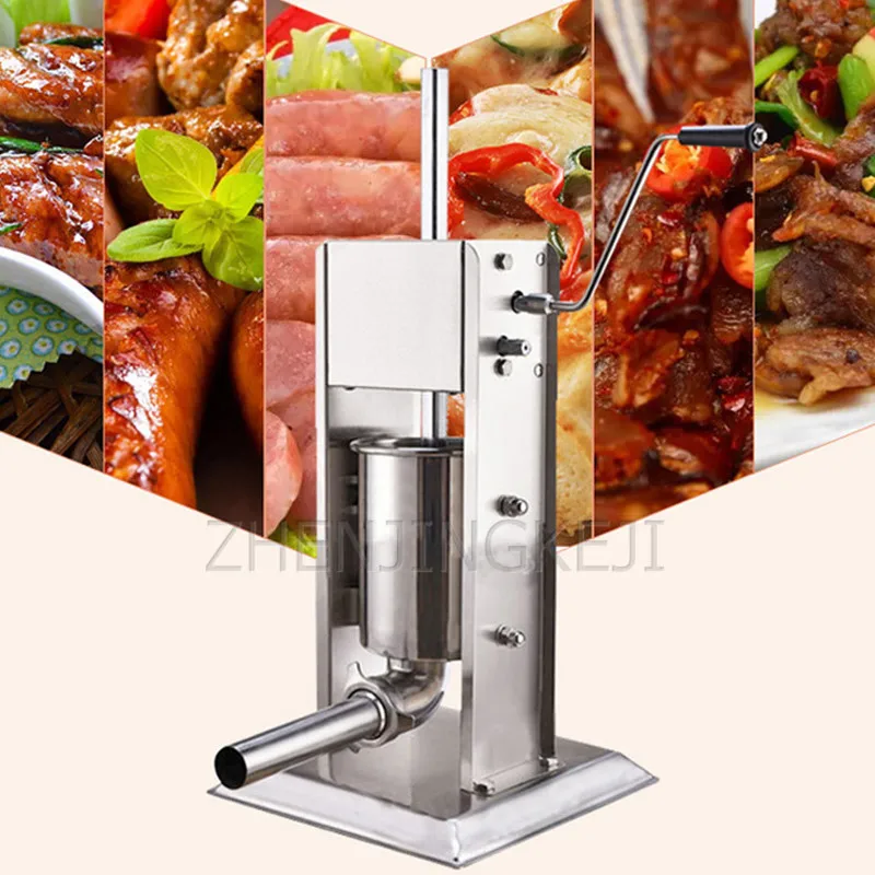 3L Sausage Filling Machine Manual Stainless Steel Small Vertical Hand Crank Home Effortless Sausage Machine Separate Cleaning