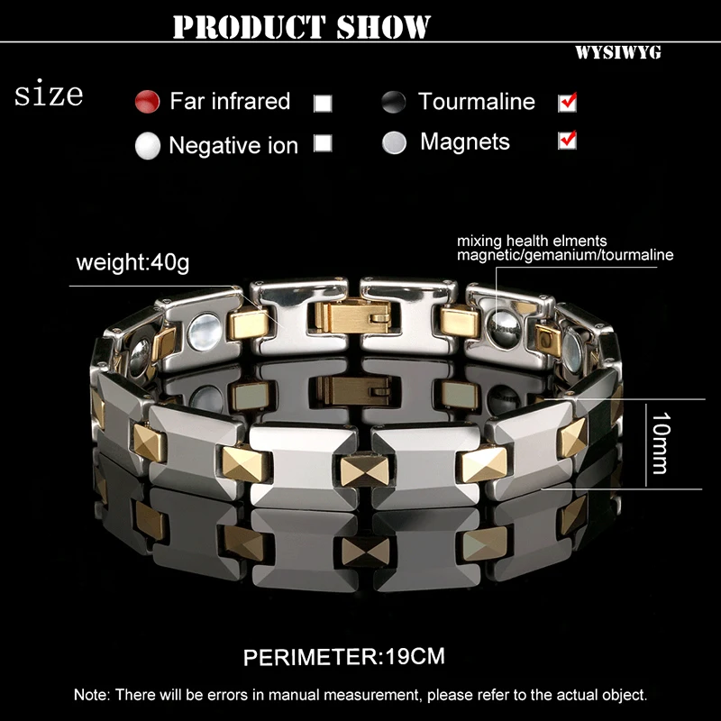 Woman‘s temperament elegant health magnetic bracelet magnet therapy magnetite bracelet men\'s health titanium steel Bracelet gift