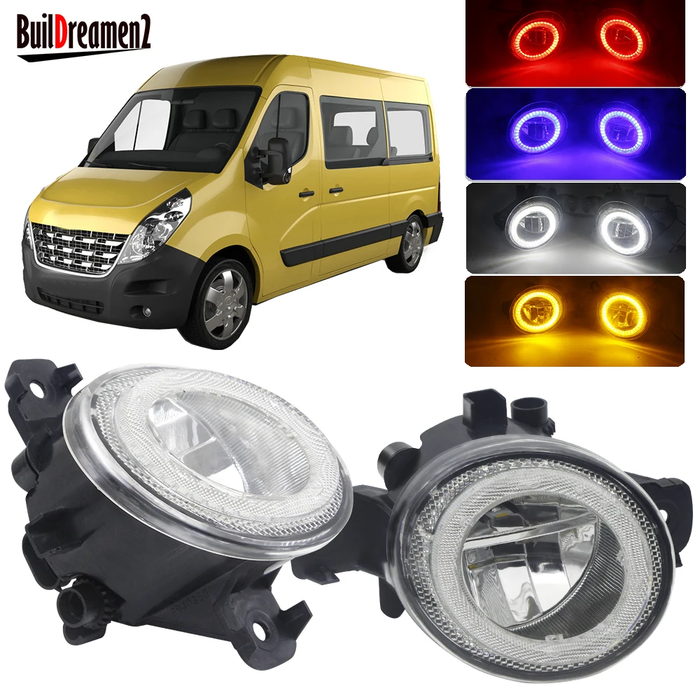 2 Pieces Car LED Angel Eye Fog Light H11 Front Bumper Fog Lamp DRL 4000LM 12V For Renault Master 3/III 2010-2015