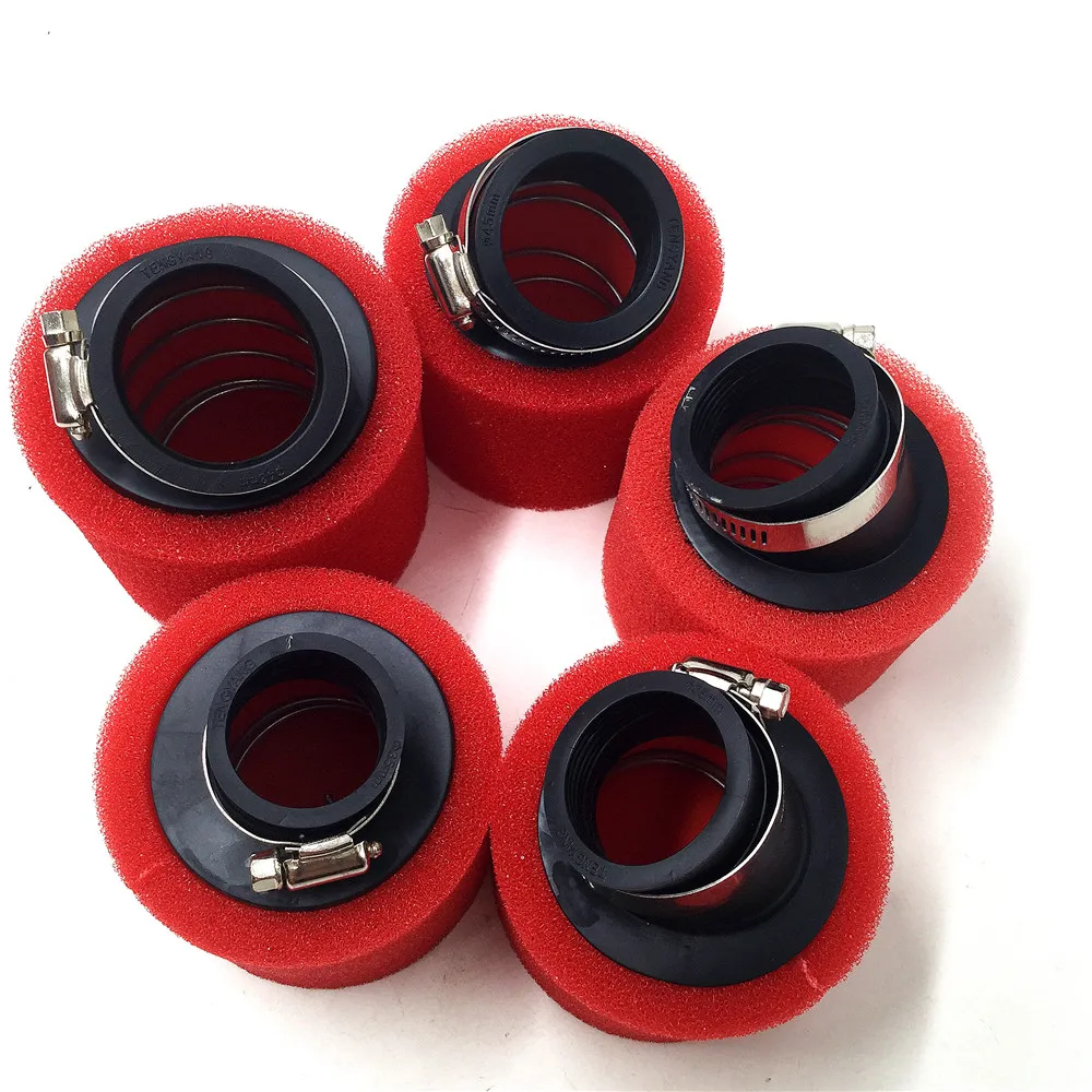 32mm 35mm 38mm 42mm 45mm 48mm Bend Elbow Neck Foam Air Filter Sponge Cleaner Moped Scooter Dirt Pit Bike Motorcycle RED Kayo BSE