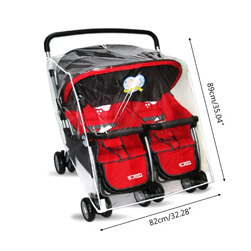 Baby Pushchairs Rain Cover for Twins Clear Stroller Wind Dust Shield