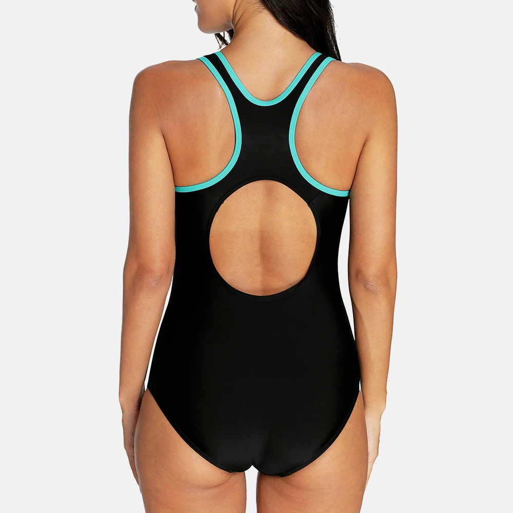 Anfilia One Piece Women Sports Swimsuit Sports Swimwear Padded Bikini Backless Beach Wear Bathing Suits Monokini