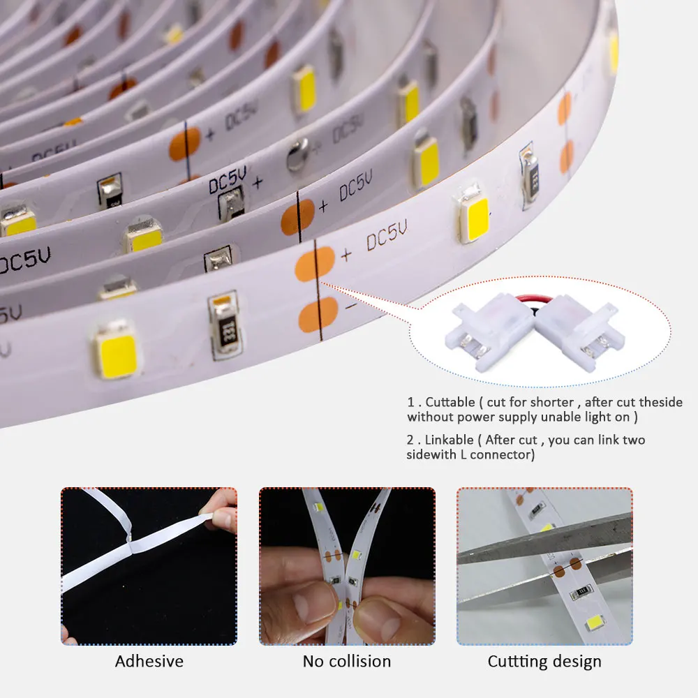 ColorRGB, listwa oświetleniowa Led, SMD2835,30m/metr, biały/ciepły biały, port USB, elastyczny wąż świetlny LED do szafki kuchennej sypialnia