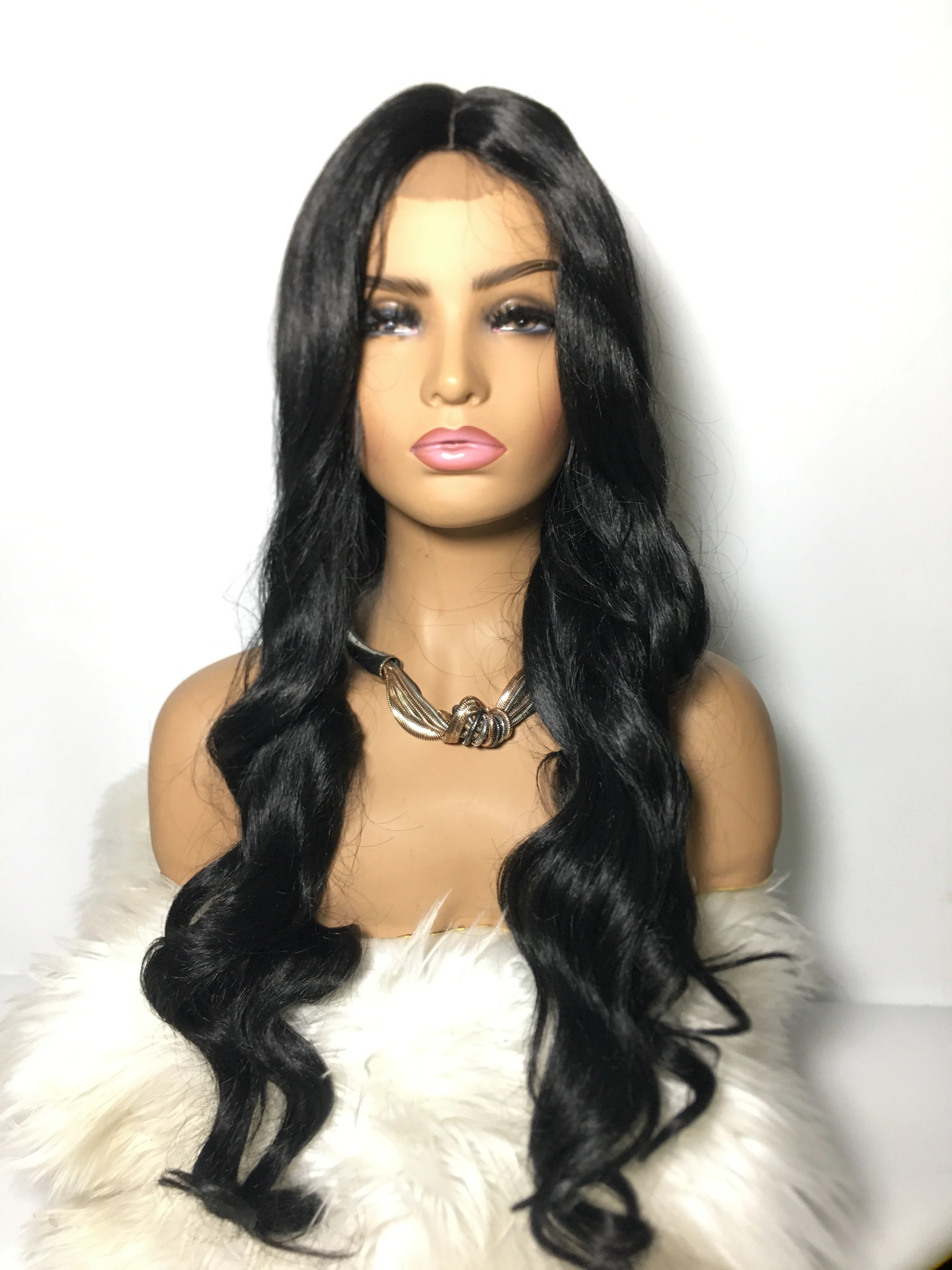 24 inches synthetic wig with machine made closure Wig Synthetic For Black Women