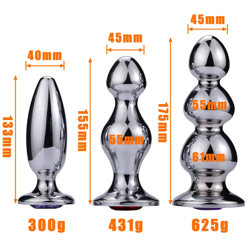 3 Style Stainless Steel Huge Butt Plug Anus Stimulator Sex Toys For Men Women Gay Metal Beads Anal Plug Big Erotic Adult Product