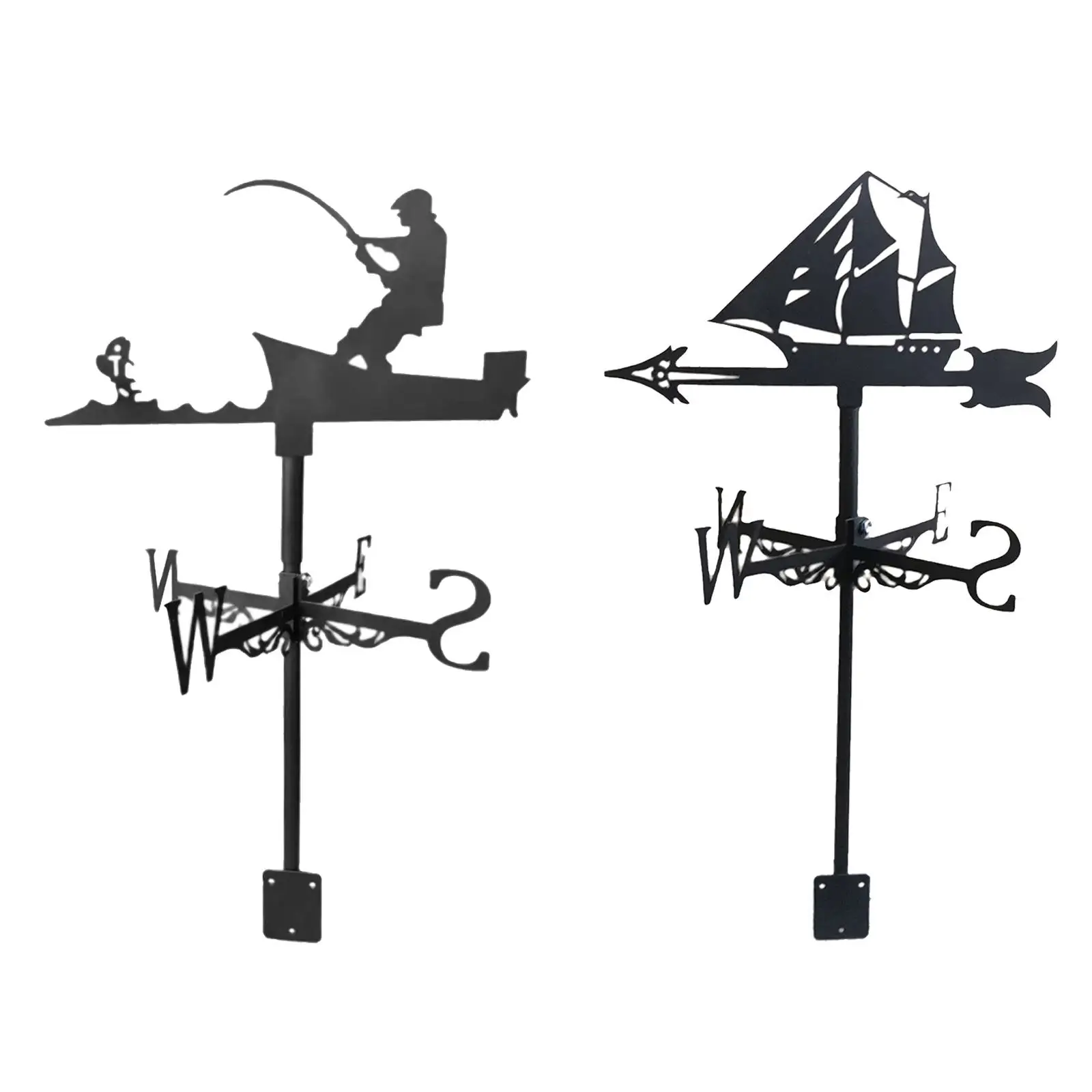 Iron Angler Wind Vane Roof Mount Wind Direction Indicator Measuring Tools Decor