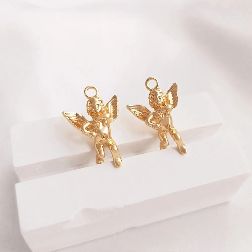 

2PCS Angel Pendant Necklace Making High Quality 14k Gold Plated for Jewelry Findings Components DIY Brass Hand madeAccessories