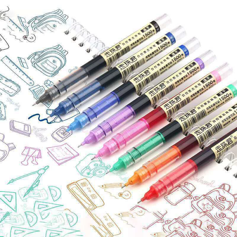 Imagem -05 - Tinta em Linha Reta Líquido Gel Caneta Conjunto Colorido Rolo Líquido Caneta 0.5 mm Rollerball Canetas Artística Fonte Escola Escritório Papelaria Cores