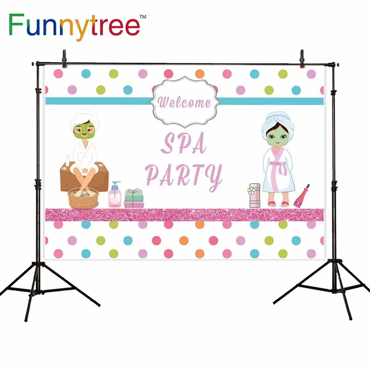 Allenjoy فتاة عيد ميلاد الطفل دش راية ديكور سبا حفلة خلفية الملونة منقطة صور استوديو خلفية التصوير الدعائم