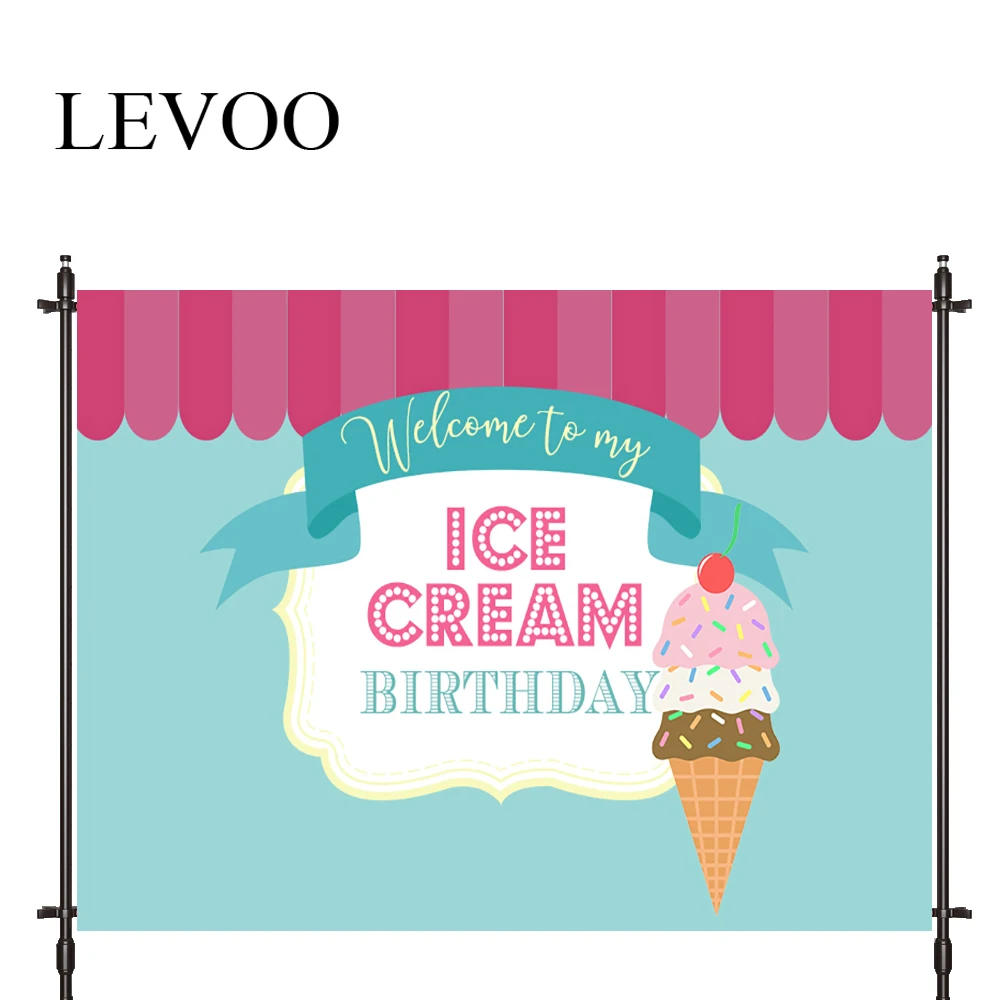 

LEVOO Photographic Background Ice Cream Store Summer Party Birthday Photo Studio Photocall Printed Shoot Prop Decor Fabric