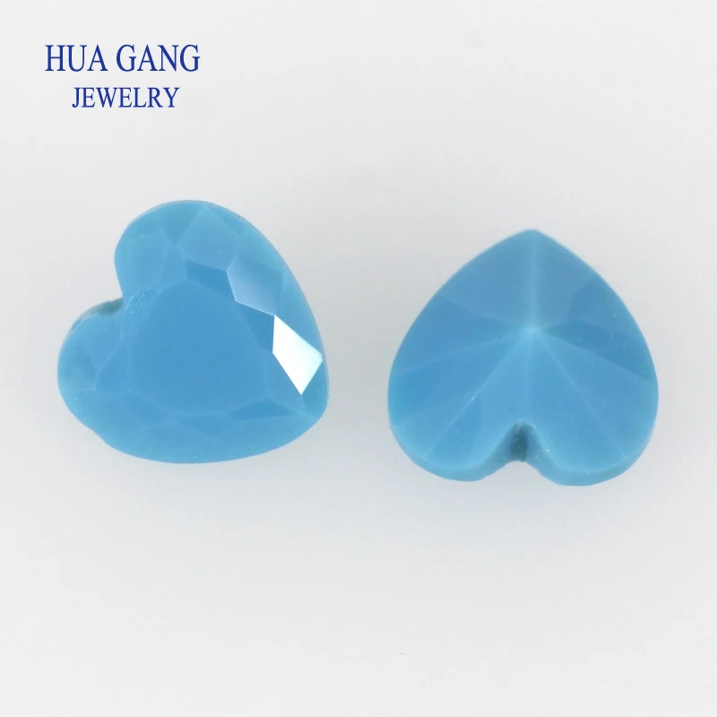 4mm-8mm Blue Nano Turquoise Gemstone Stone Heart Shape Synthetic Nano Gems For Jewelry