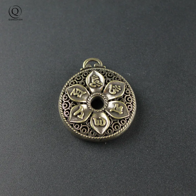 Pure Brass Pixiu Coins Six Words Cylinder Pendant Keychain Hanging Necklace Jewelry Handmade Copper Buddhism Sutra Keyring