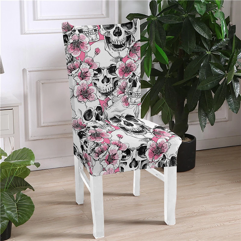 Skull Printing Spandex Stretch Chair Cover Removable Anti-dirty Chairs Covers For Hotel Kitchen Dining Room