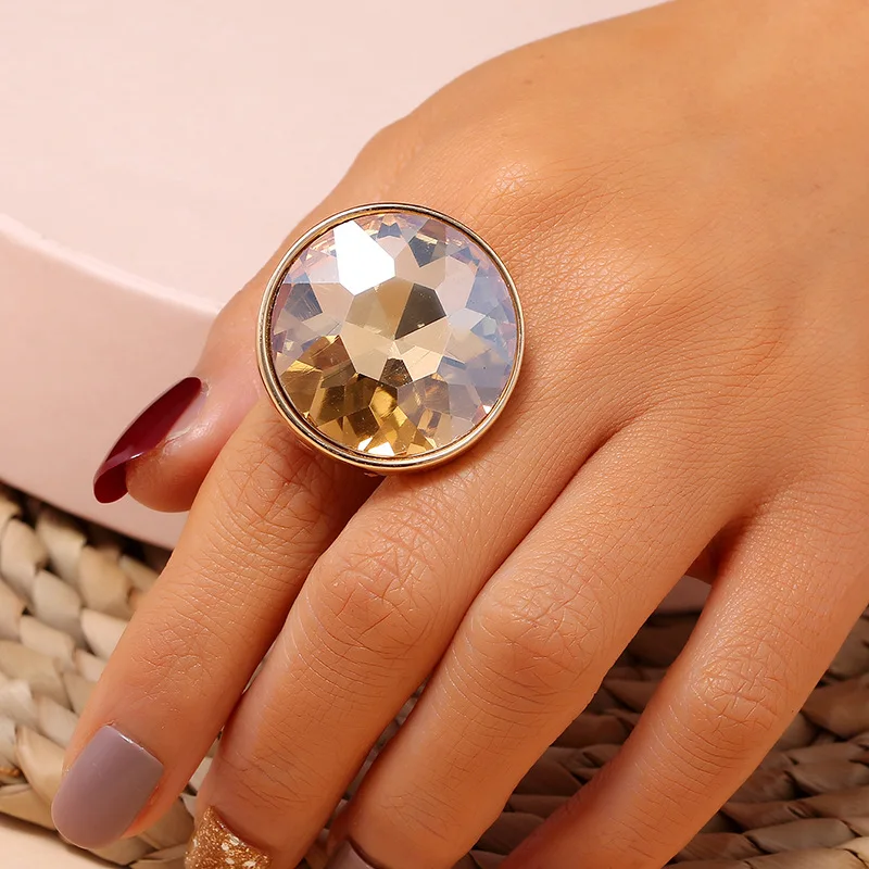 Romantic Red Clear Black Crystal Stone Rings for Women Bridal Wedding Engagement Finger Ring Adjustable Party Jewelry Gift