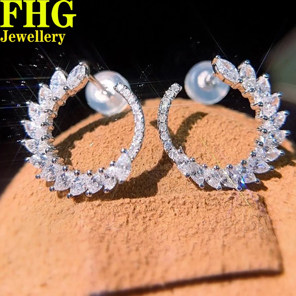 

18k Au750 White Gold Earrings Natural diamond 0.96Carat Earring Wedding Party Engagement Anniversary Fashion Elegant