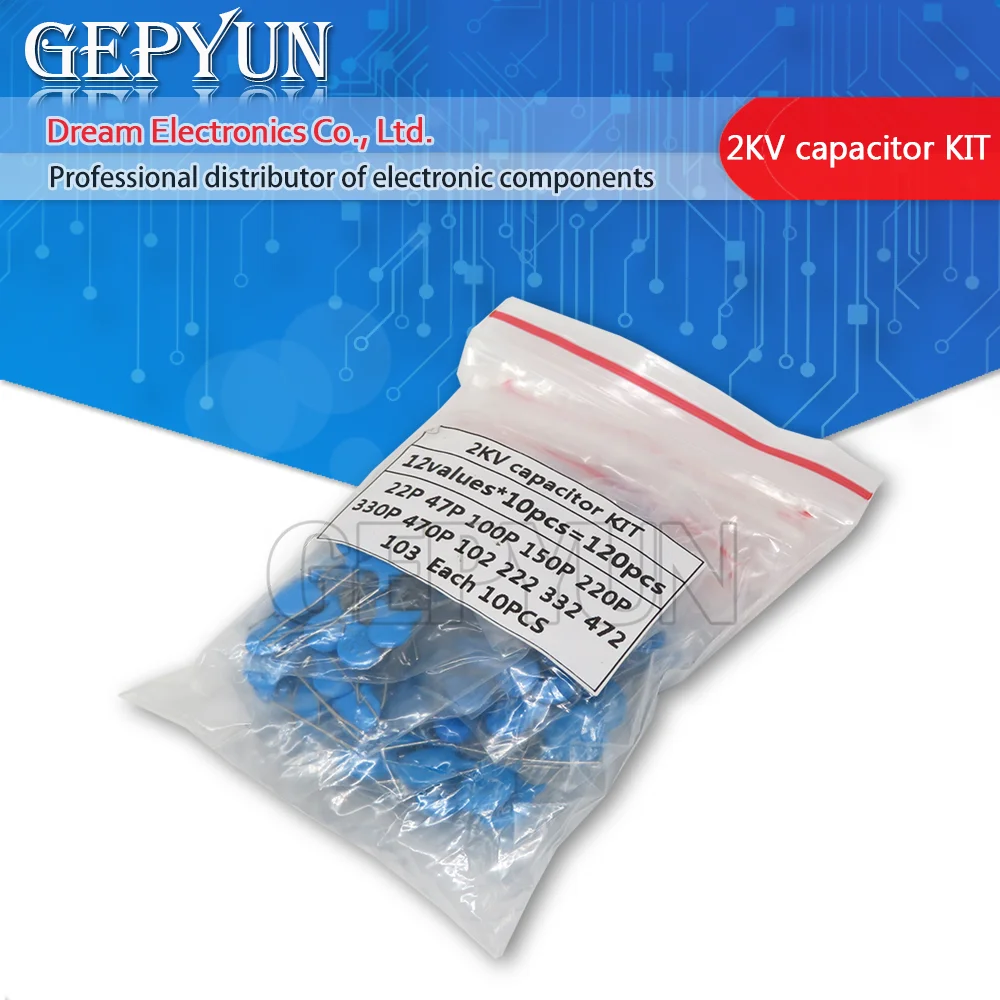 DIY KIT 120PCS=12value*10PCS 2KV Ceramic capacitor KIT 2KV 22P 47P 100P 150P 220P 330P 470P 102 222 332 472 103 EACH 10PCS