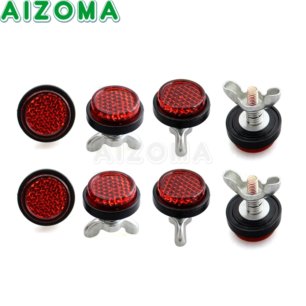 8/4/2PCS Motorcycle Round Number Plate MOT Self Adhesive Stick On & Bolt On Reflector For Cruiser Touring Rear Safety Reflective