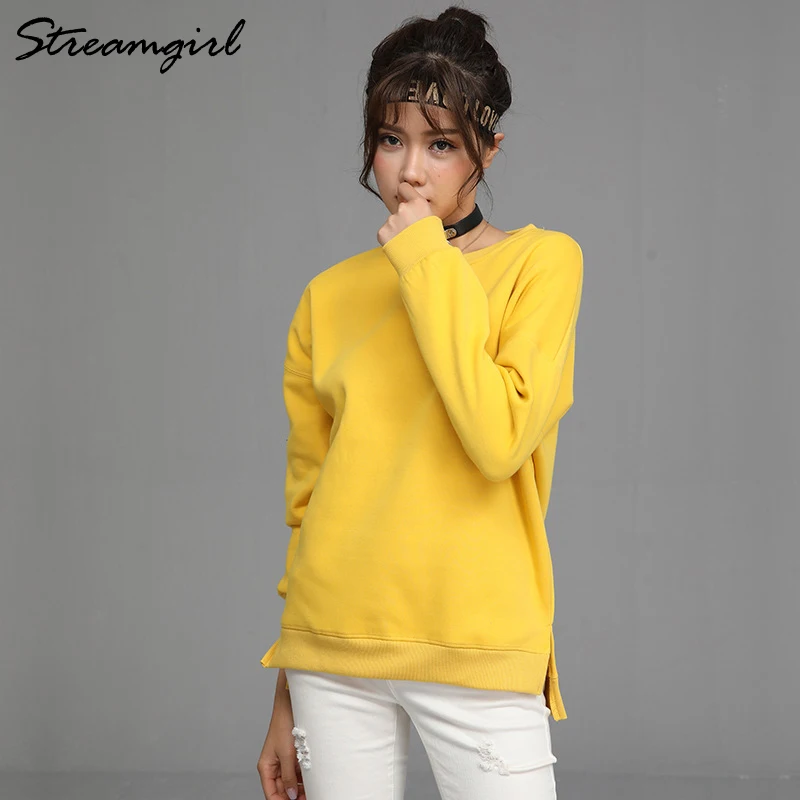 Female Sweatshirt Women Cotton 2021 Autumn Winter Coat Loose Korean Long Sleeve Top Blue Sweatshirts For Women Pulovers Autumn