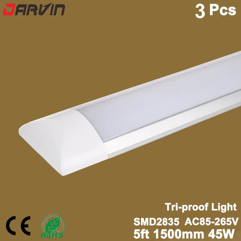 

3pcs Led Cleaning Purification Light 5ft 45W 1500mm Batten Light Led Tube AC85-265V 110V 220V Linear Lamp