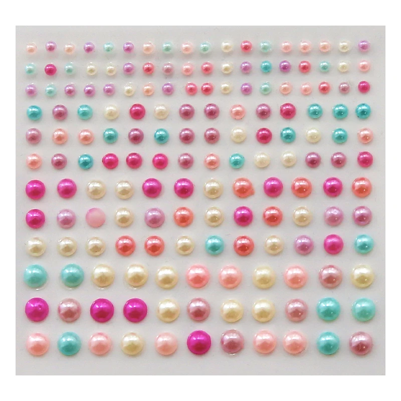 MOHAMM 1 Sheet Plastic Semi-circular Pearl Decoration Stickers for DIY Crafts Scrapbook Face Beauty Makeup Nail Art Cell Phone