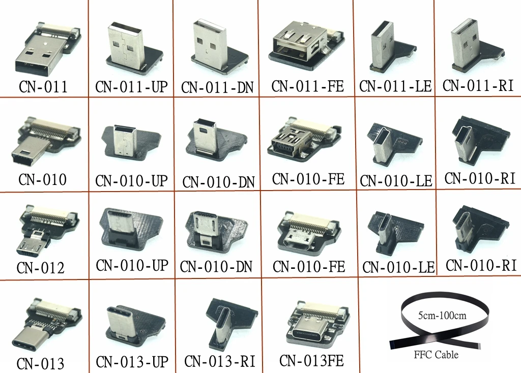 DIY-男性と女性のためのUSBケーブル2.0,角度付き90度回転エクステンション,フラットケーブル,充電データfpv,ケーブル5cm 10cm 0.5m 1m