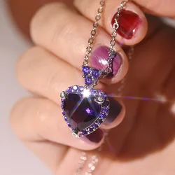 100% 925 Sterling Silver Chain 45cm Necklace Natural Amethyst Topaz Pendant Beautiful Women Gemstone Wedding Bizuteria Pendant