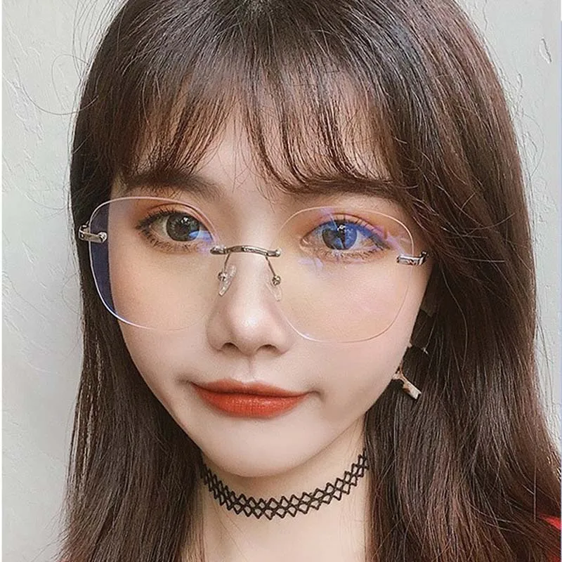 

Filtering Protect Eyesight Anti Blue Light Glasses Women Look Phone Blocking Glare Computer EyeGlasses Frame Oversized Rimless