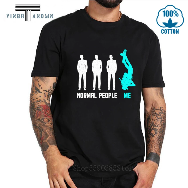 Men's Normal People Me Funny Scuba Diving T Shirts Dive Diver Sea Snorkeling Sports T-Shirts Cotton Tops Short Sleeve Tees Shirt