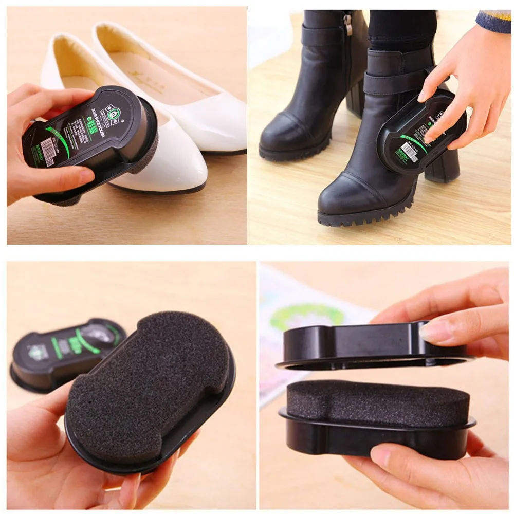 1pcs Multifunctional Double-Faced Shoe Polish Colorless Light Shoes Rub Leather Care Oil Sponge Shoe Wax Black Shoes Brush