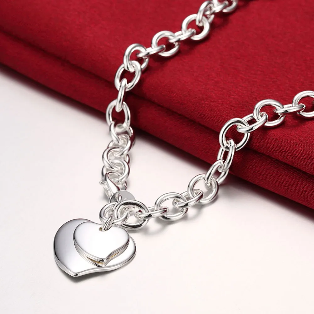 BABYLLNT Classic Hot Sale Jewelry 925 Sterling Silver Heart Shape Pendant Chain Necklace For Women Christmas Party Luxury Gifts