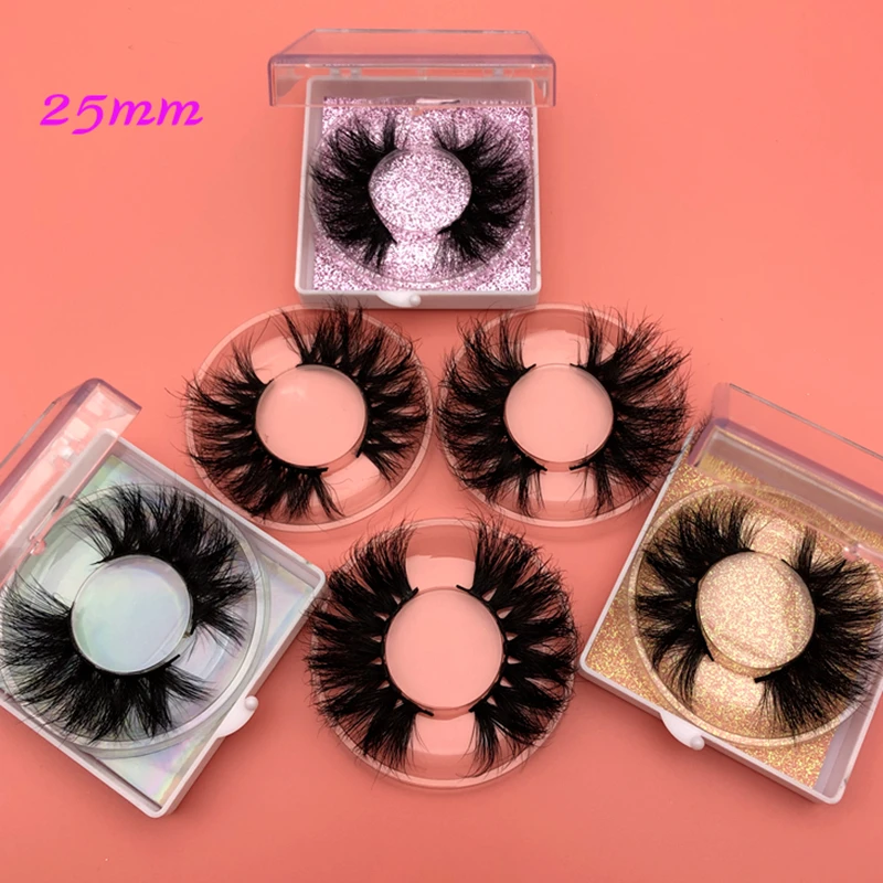 Mikiwi Free custom Logo 25mm lashes 30/50/100/200 Wholesale Glitter Paper  Square case packaging Label Makeup Box Mink Lashes