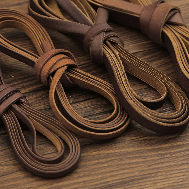 2 Meters Retro High Quality Genuine Leather Cord 1.5-10mm Round/Flat Strand Cow Leather Rope Fit Necklace Bracelets DIY Jewelry