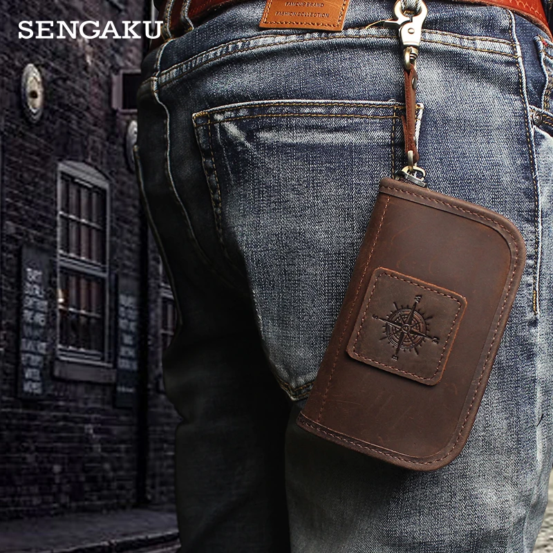 

Keychain Handmade Genuine Leather Men Women Keys Box Organizer Car Key Holder Leisure All-match Key Housekeeper on Wall