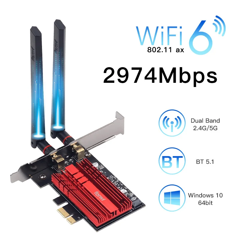 FV-AX3000 Dual Band 2.4Gbps WiFi 6 AX200 Gigabit Network Card Pcie Wifi Bluetooth 5.0 Wireless Adapter For Pc Desktop Windows 10