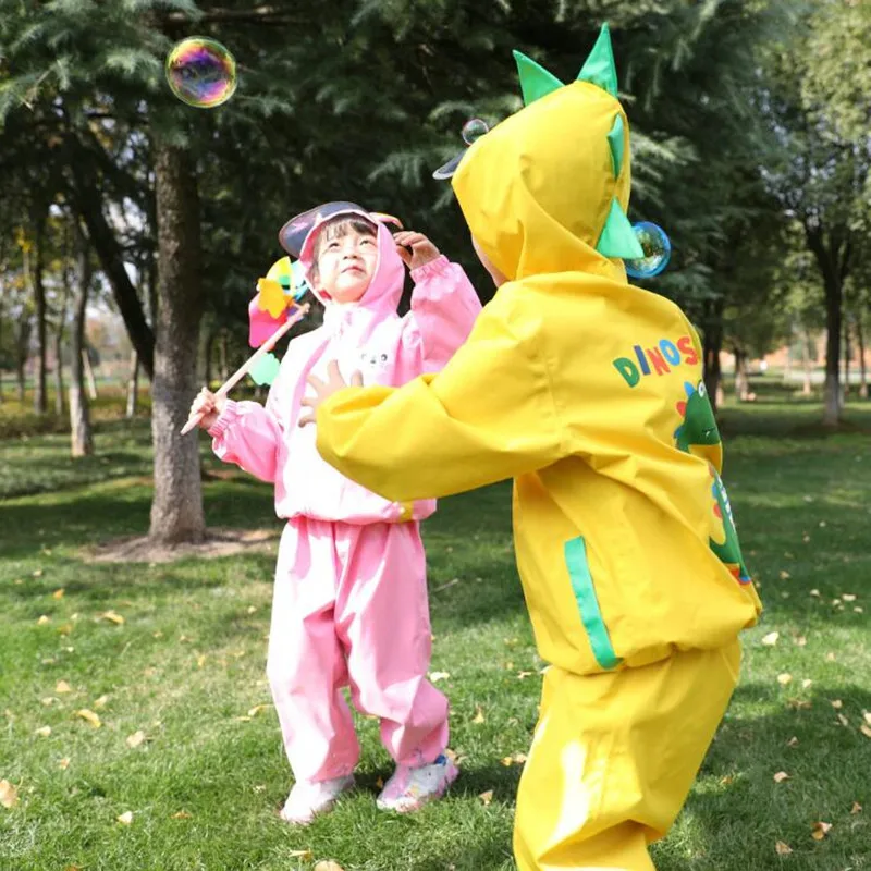 

95-140CM Waterproof Raincoat For Children Pants Baby Rain Coat Pnocho Kids Rainsuit Outdoor Boy Girl Split Rainwear Playing Suit